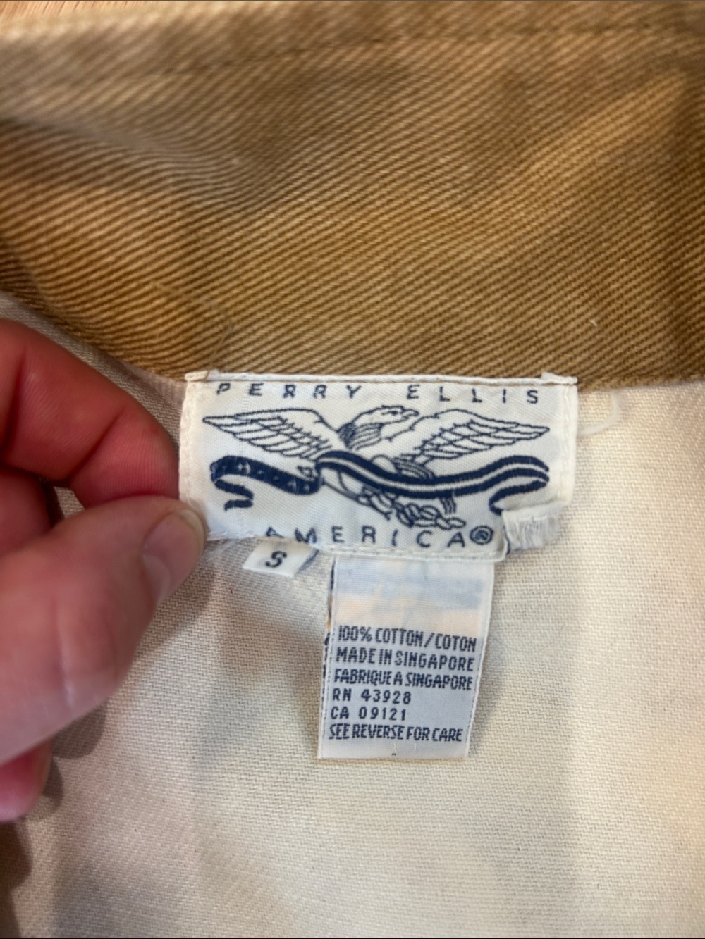 Perry Ellis Tan and White Cowprint Utility Jacket - Picture 2 of 3